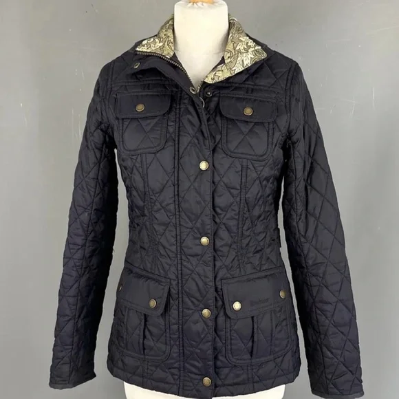 Barbour William Morris Navy Quilted Utility Jacket - 12 / L - Picture 3 of 11